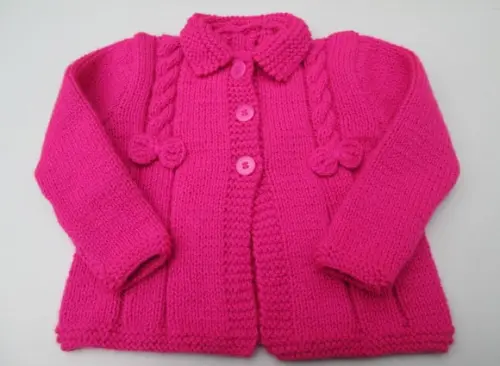 Casaco Infantil em Tricô Pink