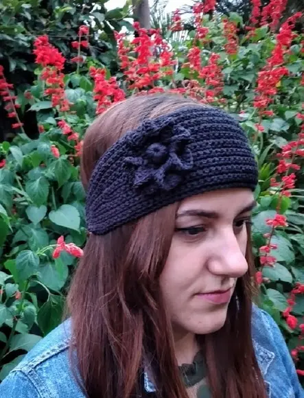 Faixa para Cabelo em Crochê/headband - Preta