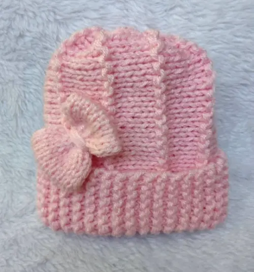 Cachecol e Gorro Infantil em Tricô com Laço -cor rosa - feito ?