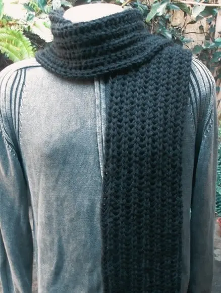Cachecol em Tricô Masculino -  Preto - feito à  mão