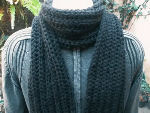Cachecol em Tricô Masculino -  Preto - feito à  mão