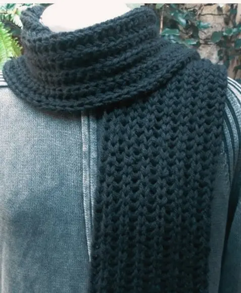 Cachecol em Tricô Masculino -  Preto - feito à  mão
