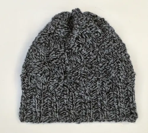 Cachecol Gola e Gorro em de Tricô - Mesclada Cinza