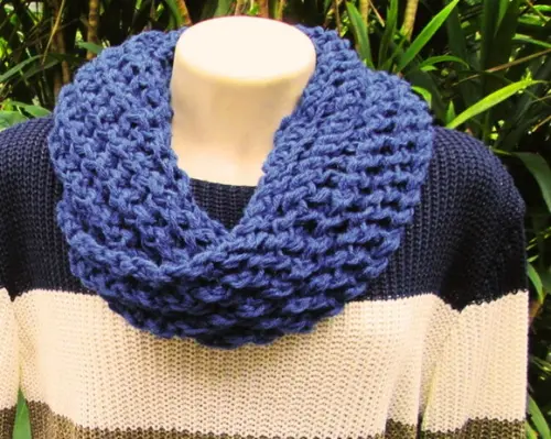 Cachecol Maxi Gola em Tricô - Azul