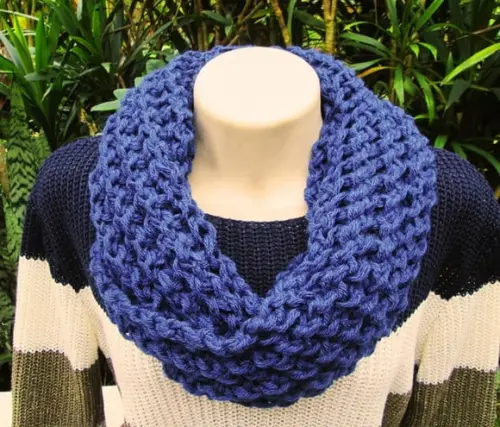 Cachecol Maxi Gola em Tricô - Azul