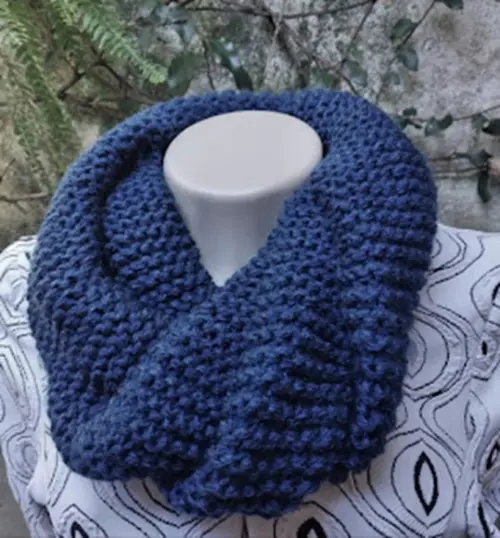 Cachecol Maxi Gola e Gorro em Tricô - Cordão - Azul