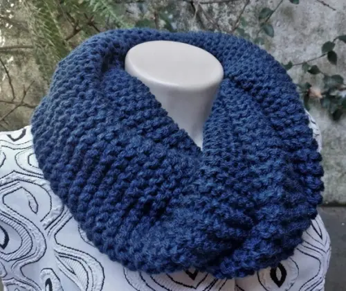 Cachecol Maxi Gola em Tricô - Cordão - Azul
