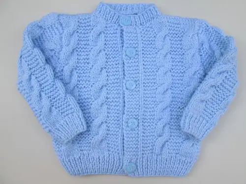 Casaco infantil em tricô - feito à mão - azul