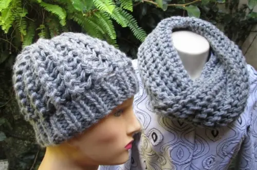 Conjunto Cachecol Maxi Gola e Gorro - Cinza