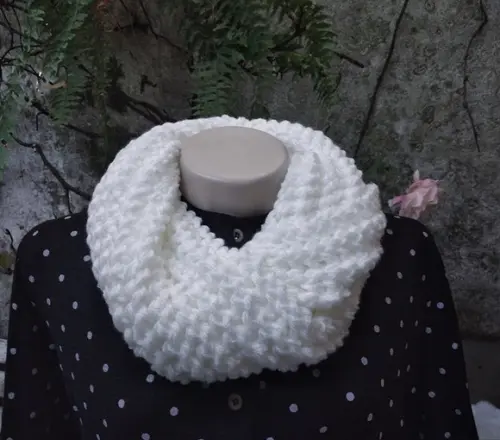 Conjunto Cachecol Maxi Gola e Gorro em Tricô - Branca