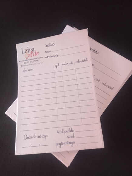 Bloco de Pedido Personalizado A6