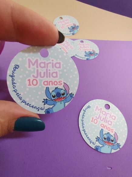 Tag Lilo & Stitch com Furo - 40 Unidades