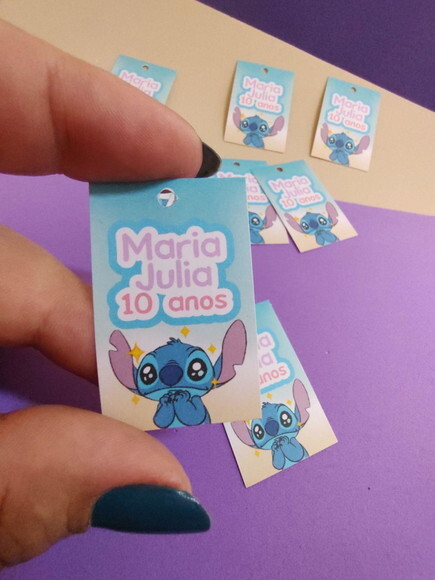 Tag Lilo & Stitch com Furo - 40 Unidades