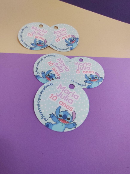 Tag Lilo & Stitch com Furo - 40 Unidades