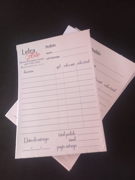 Bloco de Pedido Personalizado A6