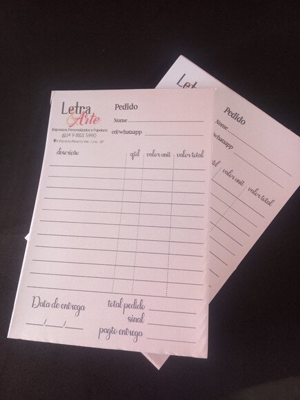 Bloco de Pedido Personalizado A6