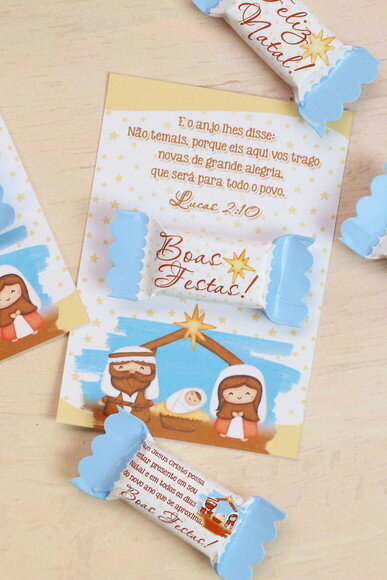 Card com Bala Natal Bíblico - 30 Unidades