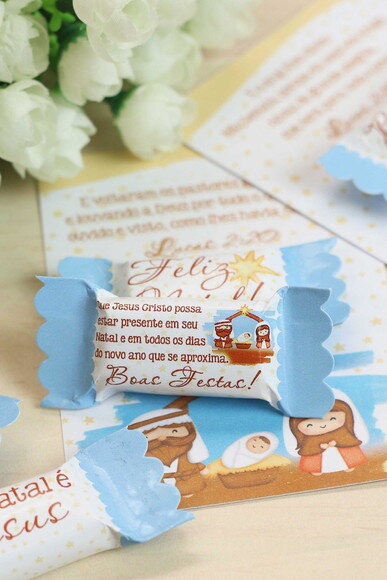 Card com Bala Natal Bíblico - 30 Unidades