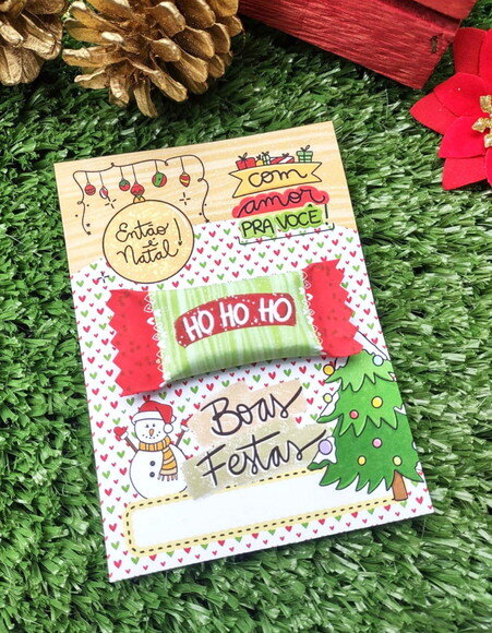 Cartão com Bala Lembrança de Natal
