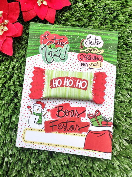 Cartão com Bala Lembrança de Natal