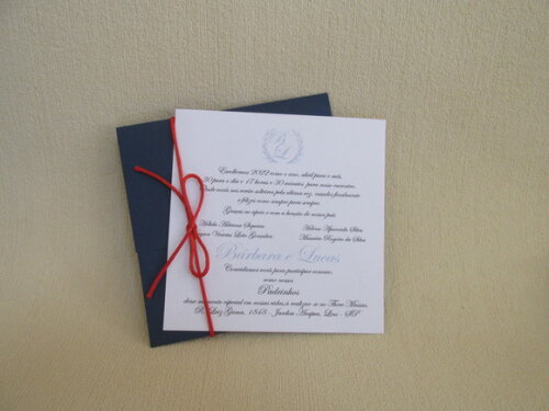 Convite de Casamento - Azul Marinho e Vermelho
