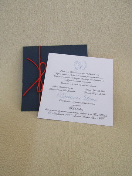Convite de Casamento - Azul Marinho e Vermelho