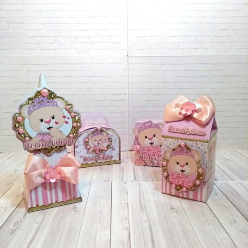 Kit Caixinhas Ursinha Princesa - 20 Itens