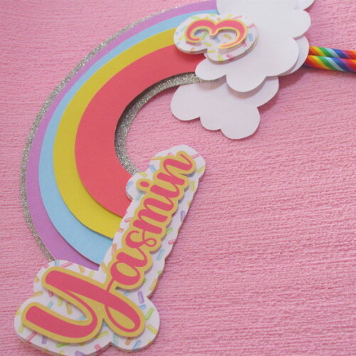 Topo de Bolo Arco Iris Camadas