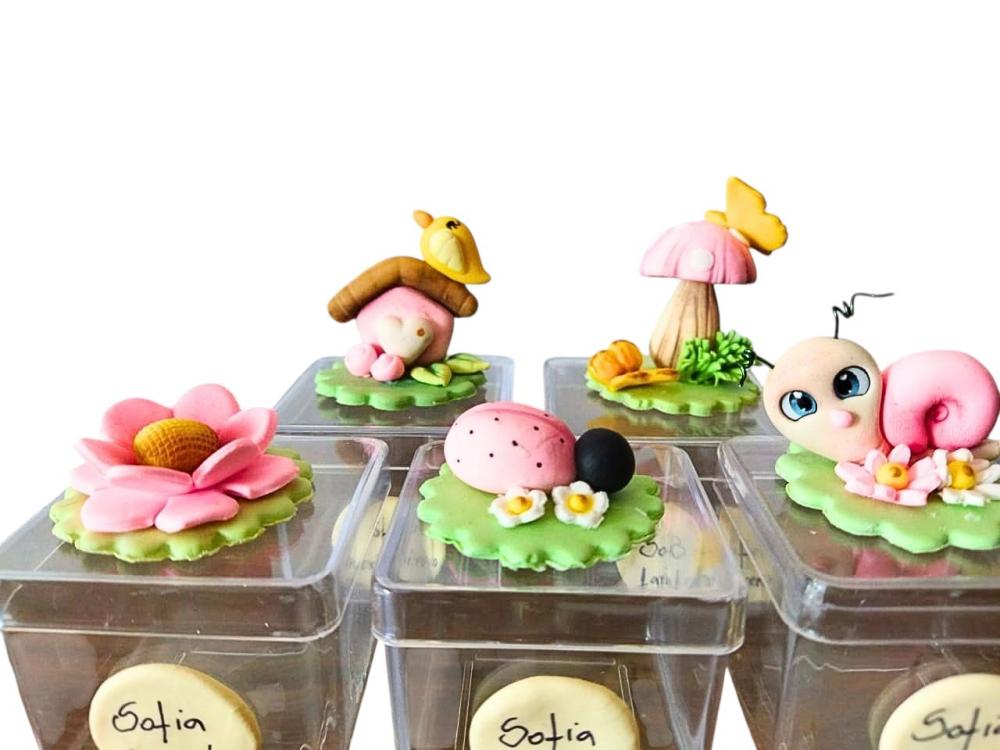 kit 10 caixinhas luxo jardim encantado em biscuit