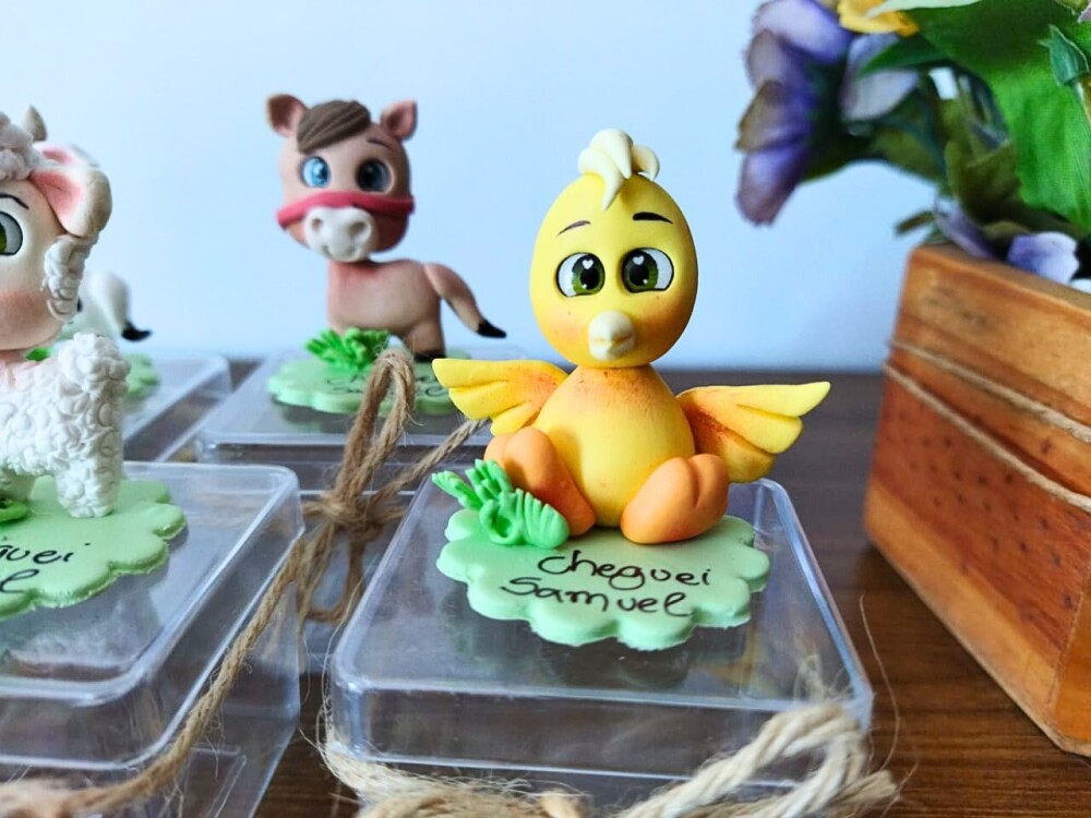 caixinha fazendinha menino lembrancinha de biscuit luxo 10 uni