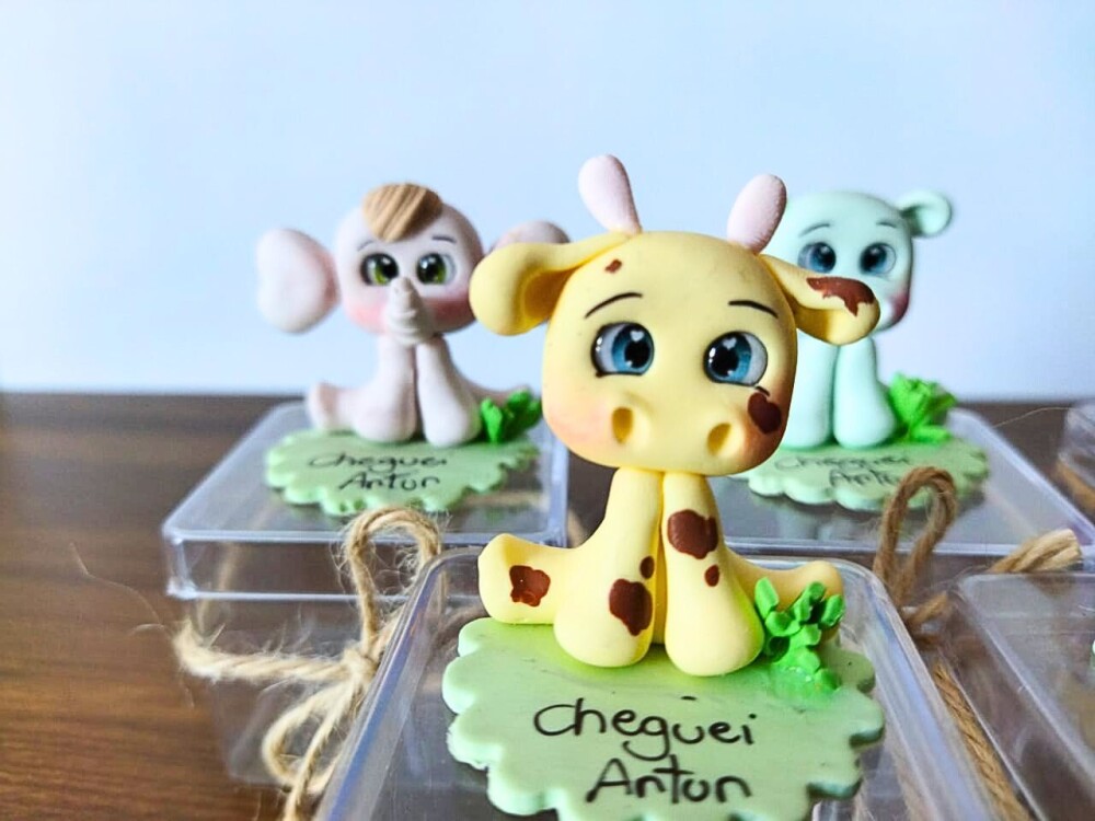 caixinha personalizada safari menino classico em biscuit