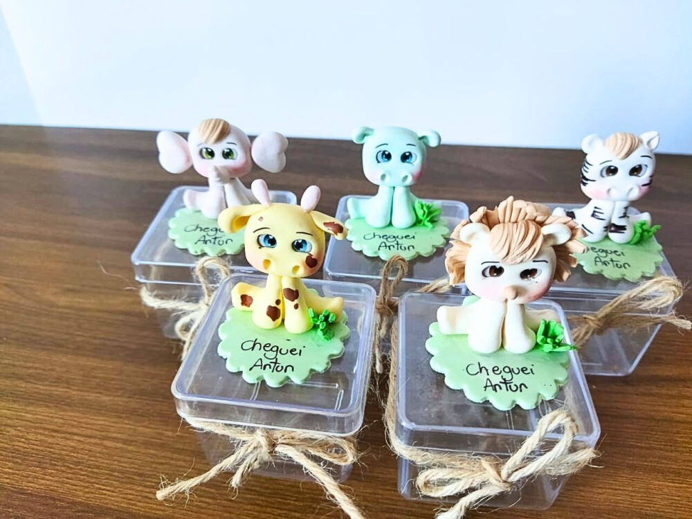 caixinha personalizada safari menino classico em biscuit