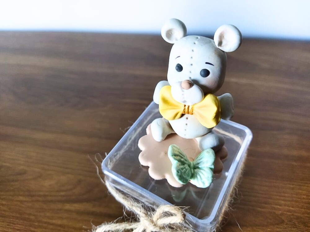 10 caixinhas personalizadas ursinho menino clássico em biscuit