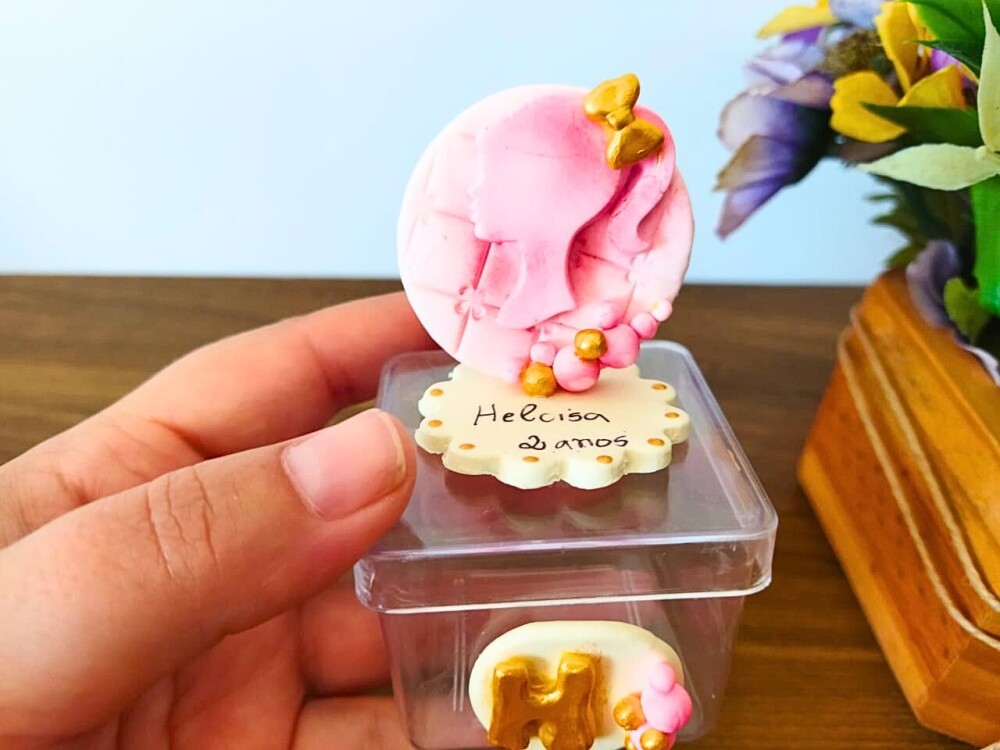 10 caixinhas personalizadas barbie festa silhueta com brilho em b