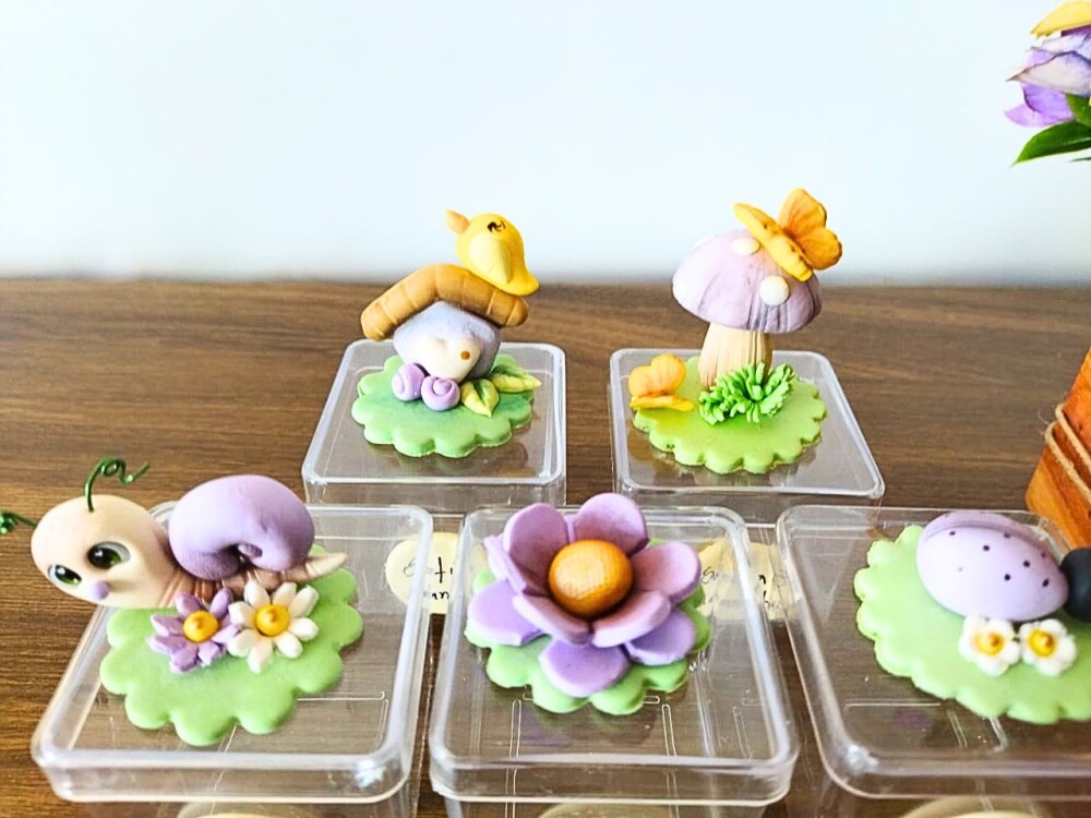 kit 10 caixinhas luxo jardim encantado em biscuit