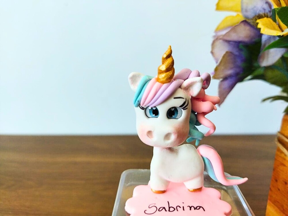 kit com 5 caixinhas unicórnio lembrancinha aniversário em biscu