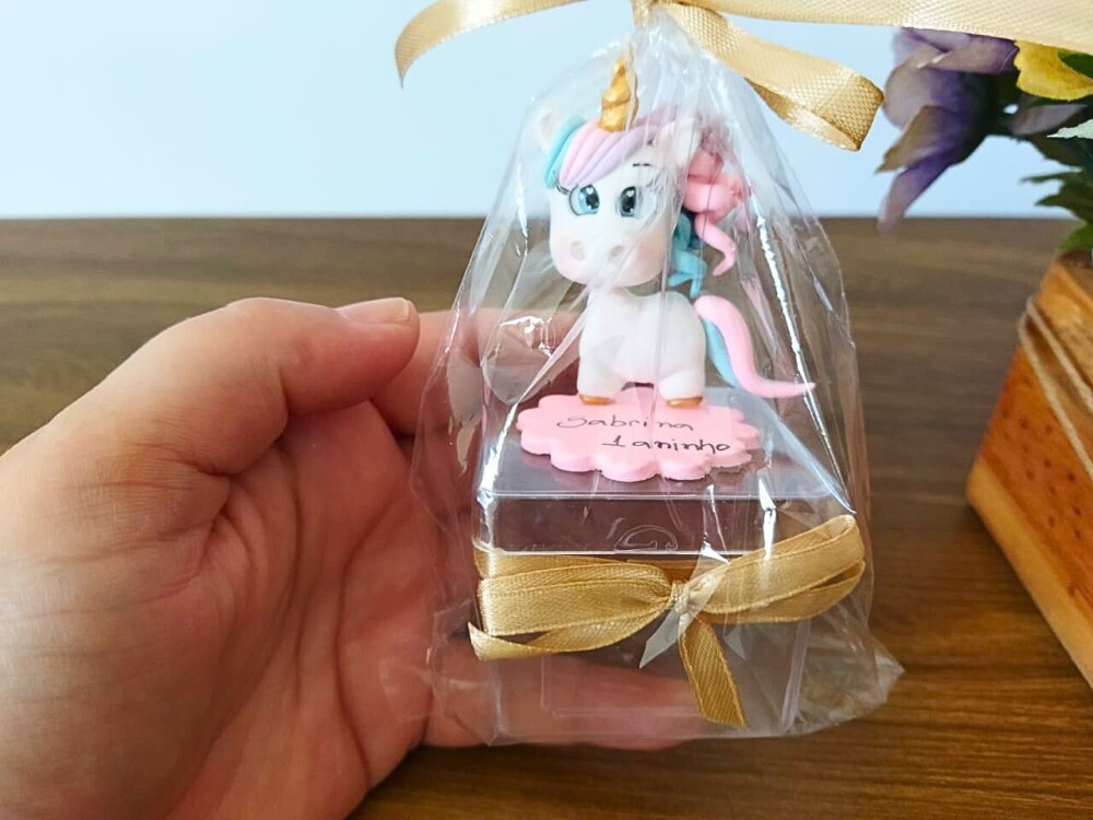 kit com 5 caixinhas unicórnio lembrancinha aniversário em biscu