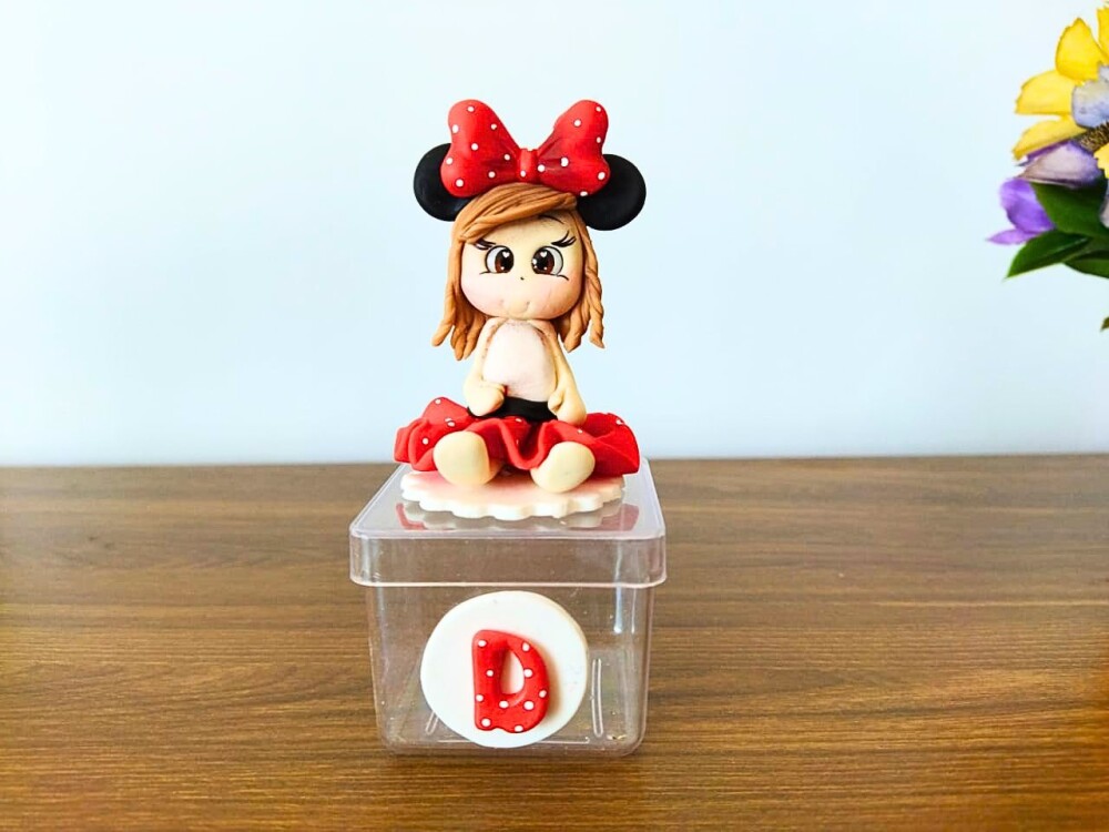 5 caixinhas cenário minnie vermelha lembrancinha para aniversár