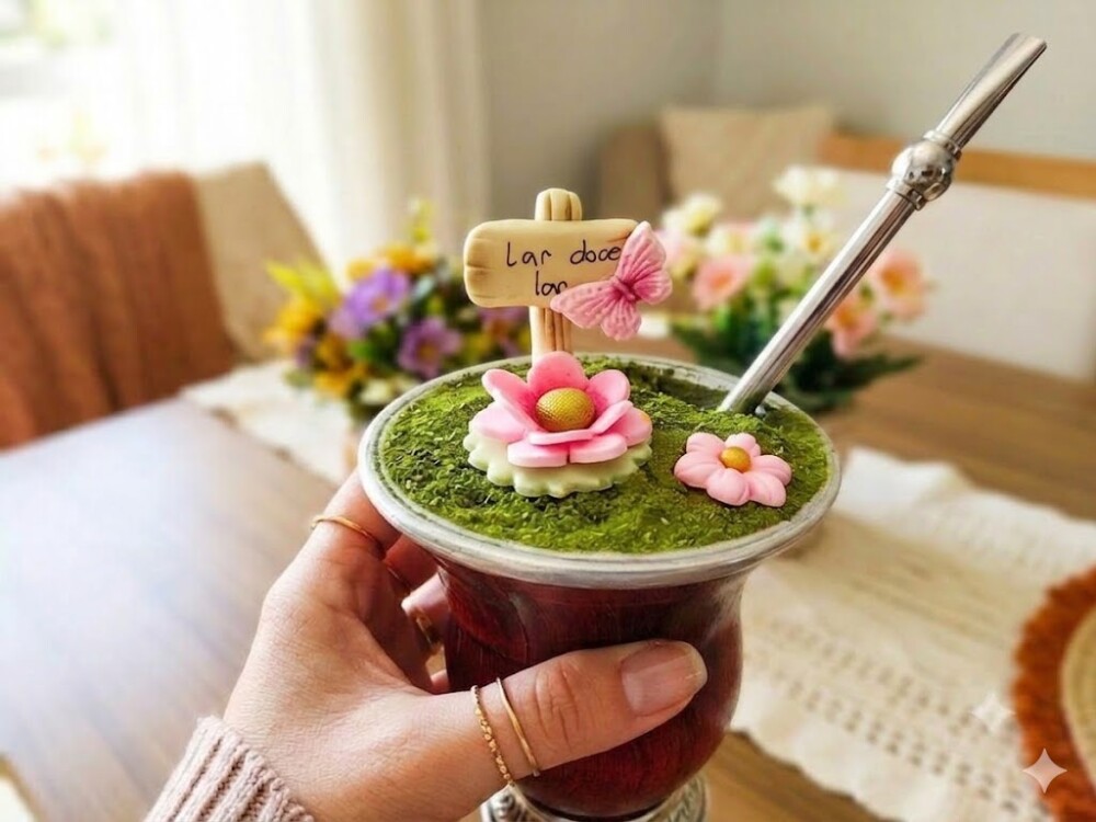 kit 5 enfeites de chimarrão plaquinha personalizada pronta para 