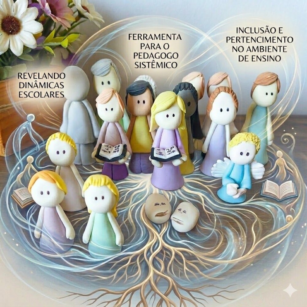 kit constelação familiar pedagógica em biscuit 24 peças exclu