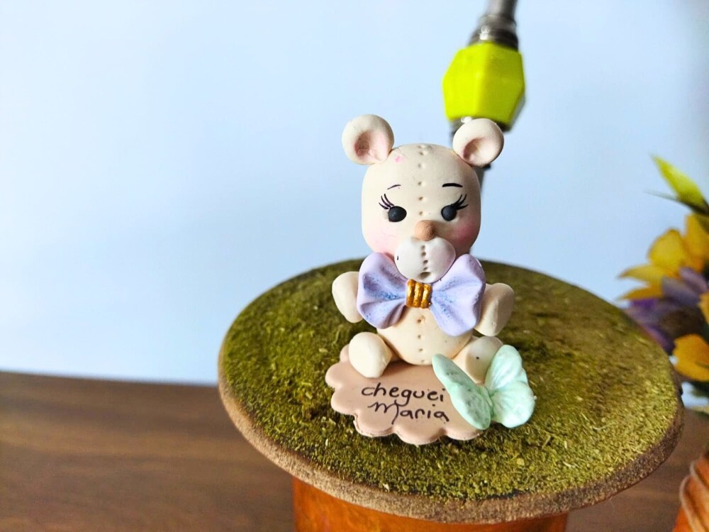 kit 10 enfeites de chimarrão ursinho em biscuit personalizado co