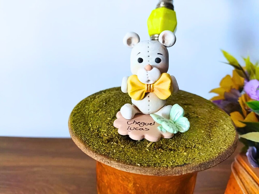 kit 10 enfeites de chimarrão ursinho em biscuit personalizado co