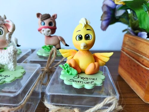 caixinha fazendinha menino lembrancinha de biscuit luxo 10 uni