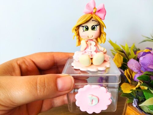5 caixinhas de luxo barbie biscuit com boneca e inicial personali