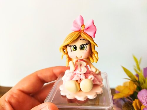 5 caixinhas de luxo barbie biscuit com boneca e inicial personali