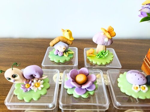 kit 10 caixinhas luxo jardim encantado em biscuit