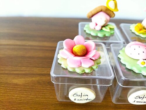 kit 10 caixinhas luxo jardim encantado em biscuit