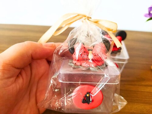 10 caixinhas personalizadas minnie biscuit orelhas e laço cláss
