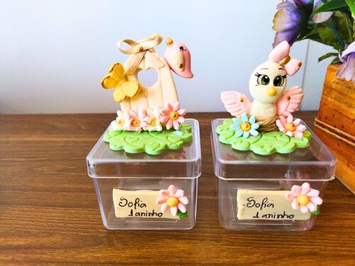 10 caixinhas personalizadas jardim encantado biscuit 5 modelos