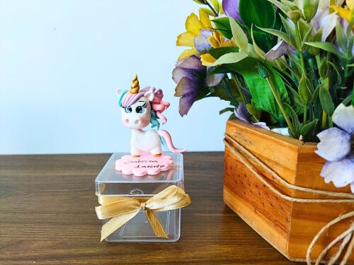 kit com 5 caixinhas unicórnio lembrancinha aniversário em biscu